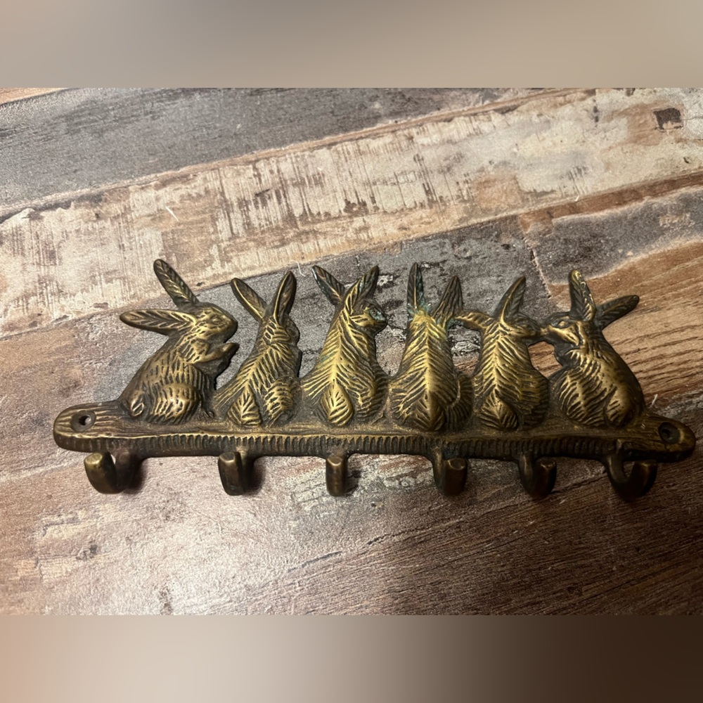 Charming Rabbit Wall Hook in Antique Brass